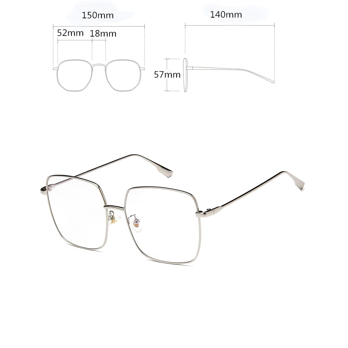 Filtro Luce Blu Occhiali Montature Oversize Occhiali Da Vista Retro Metallo Quadrati Occhiali Da Vista Lenti Chiare Donne Uomo