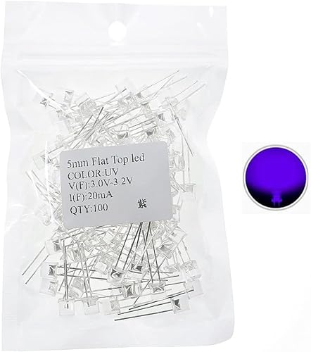 Miniatura 7 de 100 unidslote 0.197 in LED de diodo emisor de luz plana superior caliente blanco rojo azul verde UV naranja amarillo rosa bombilla de color