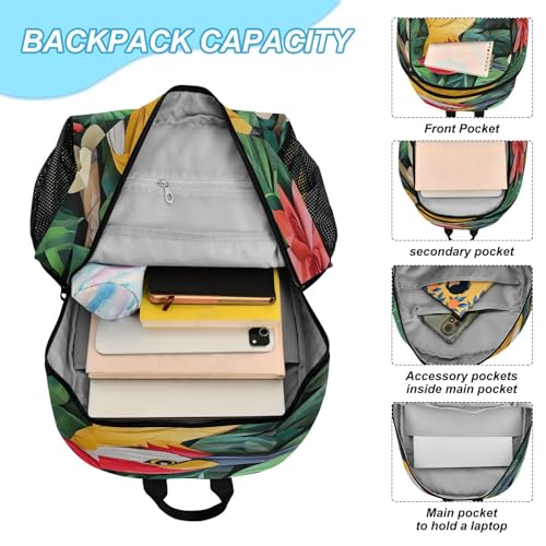 Animal Kids Backpack Yellow-headed Woodpecker School Bookbag with Lunch Bag for Boys Girls Preschool Kindergarten Elementary Laptop Daypack4