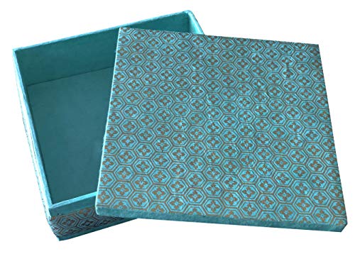 BellaMira Lifestyle Accessories Turquoise Gold Handmade Jewellery Trinket Box Storage Large Gift Hand Crafted Organic Vegan Made in Indonesia Ethically Produced Recyclable (Large)