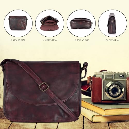 Image of Genuine Leather Shoulder Crossbody Purse For Women with Adjustable Strap, Mobile Pocket & Outside & Inside Zipper