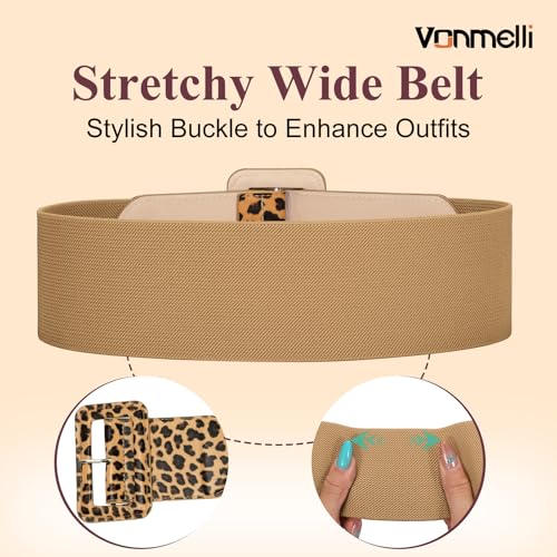 Image of VONMELLI Stretchy Wide Women Belts Elastic Vintage Belts for Women Fashion Ladies Waist Belt for Dress