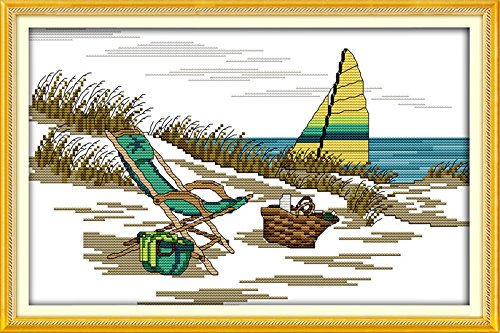 Benway Stamped Cross Stitch Kit The Seaside Scenery 11 Count 48x33cm