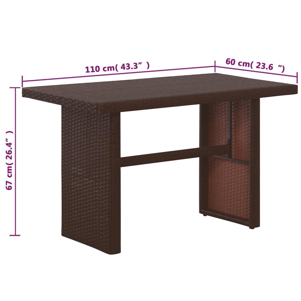 Juego de muebles de jardín de ratán sintético, color marrón, con 2 bancos de jardín y 1 mesa de comedor, incluye cojines de asiento y respaldo para jardín, terraza y balcón