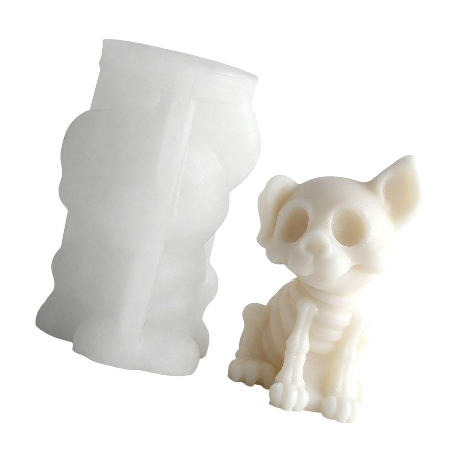 Shntig Skeleton Kitten Puppy Figure Silicone Molds Food Grade Silicone for Resin Casting Making Soap and Halloween Decoration Elastomer Cast Set