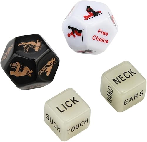 Juego de dados para parejas adultas, 4 piezas, juego de dados traviesos, rojo, hexaedro, acrílico
