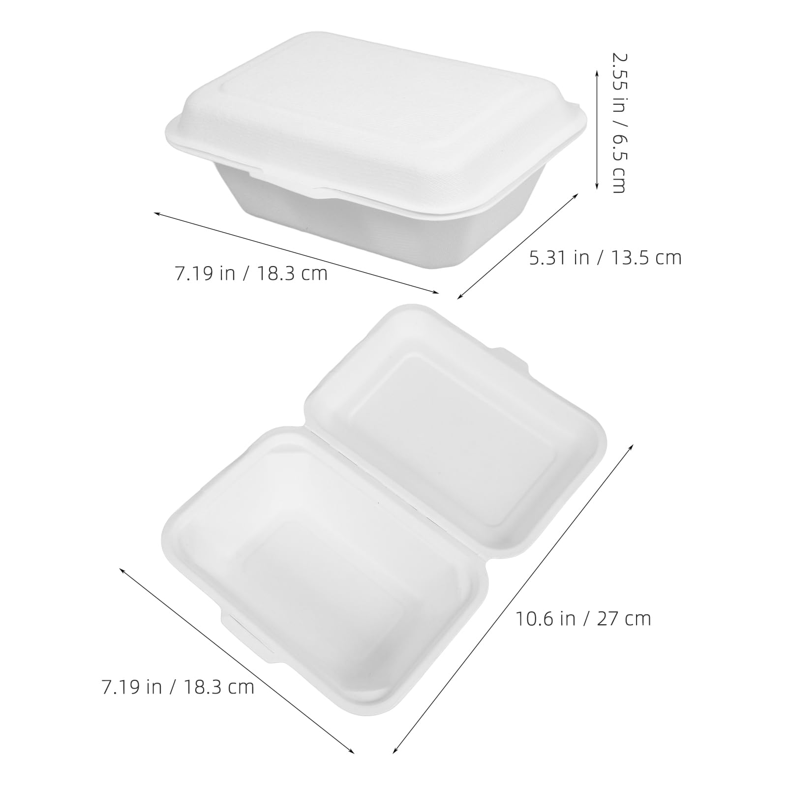 SUPVOX 50 Scatole da Asporto Biodegradabili in Carta da 600ml, Contenitori per Cibo Coperchio per Alimenti Grassi, Snack e Hamburger, per Ristorazione e Pranzo da Portare