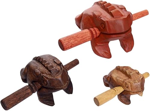 Miniatura 8 de Instrumentos de percusión hechos a mano con rana de madera, instrumento musical de rana de madera, juego de 3 piezas, rana de 4 pulgadas, rana de 3