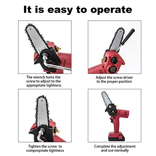 Loggers Art Gens Upgrade Mini Chainsaw 4-Inch Cordless Electric Hand Chain Saw with Brushless Motor Higher Power and Safer Protable Chainsaw for Tree Branch Wood Cutting - Red 680w - Thumbnail 3