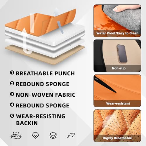 Image of Car Seat Cover Fit for Nissan 370Z 2009-2021,Compatible Airbag Non-Slip Waterproof Seat Cover,Car Seat Protector Premium Interior (Luxury 2 Seats,Black Orange)