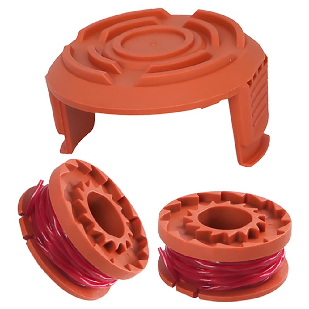 2 Trimmer Spool Lines 1 Spool Cover Cap Compatible with Worx WG180 WG163 WG175 and Worx 20V Grass Trimmers, Double Autofeed Spool Wire 1.65mm x 3m