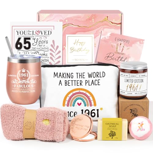 65th Birthday Gifts for Women, Vintage 1961 Happy 65th Birthday Gifts Basket for Women, Unique Gift...