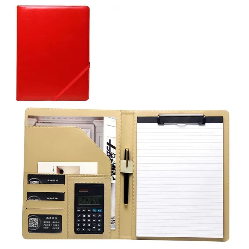 Teczka konferencyjna Organizer na dokumenty， Teczka A4 z schowkiem i miejscem do przechowywania, teczka konferencyjna A4, teczka biznesowa(Rood,8digit calculator)