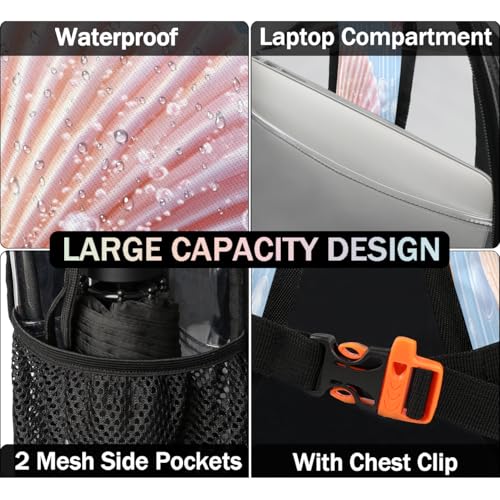 Coastal Seashell Clear Backpack, Stadium Backpack for Women Men Adult Concert Festival Work Daily Travel3