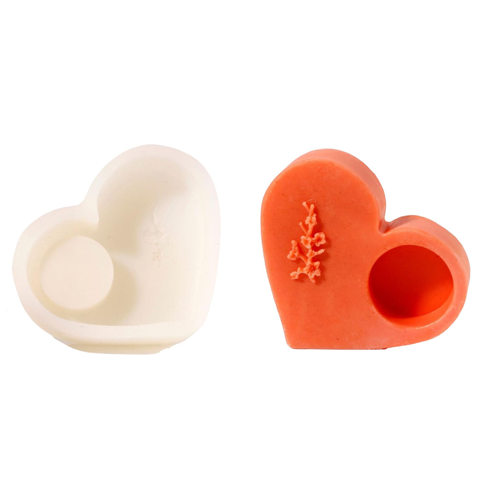 Tsophreniq Embossed Heart Resin Silicone Molds Silicone Stand Molds for Epoxy Resin Tealight Stand Candlestick Holder