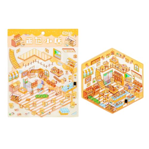 楽しいミニチュアシーンステッカー漫画の風景スクラップブッキングジャーナル電話カバー水ボトルキッズクラフトステッカー