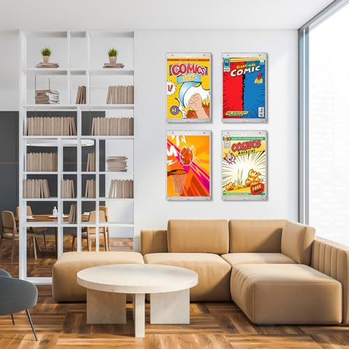 Wonderjune MIN-WONDERJUNE-0692 8 Pack Magnetic Comic Book Display Cases 7.52 Inch X 12.24 Inch Outer Clear Comic Book Holders 7.13 Inch X 10.91 Inch Inside Wall Mountable Uv Protection Comic Book Slab Protectors Fits Most Comics thumb #3
