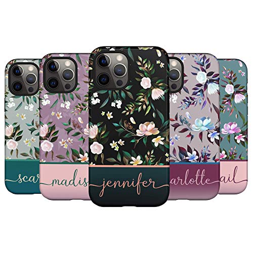 Artisticases Funda Personalizada con Nombre de Flores Florales, diseñada para iPhone 15 Plus, iPhone 14 Pro MAX, iPhone 13 Mini, iPhone 12, 11, X/XS MAX, XR, 7/8