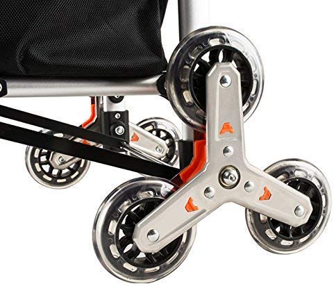 IGOSAIT Einkaufstrolley mit 3 Rädern, zusammenklappbar, mit Radlagern, für Treppen und Treppen, Schwarz – Bild 5