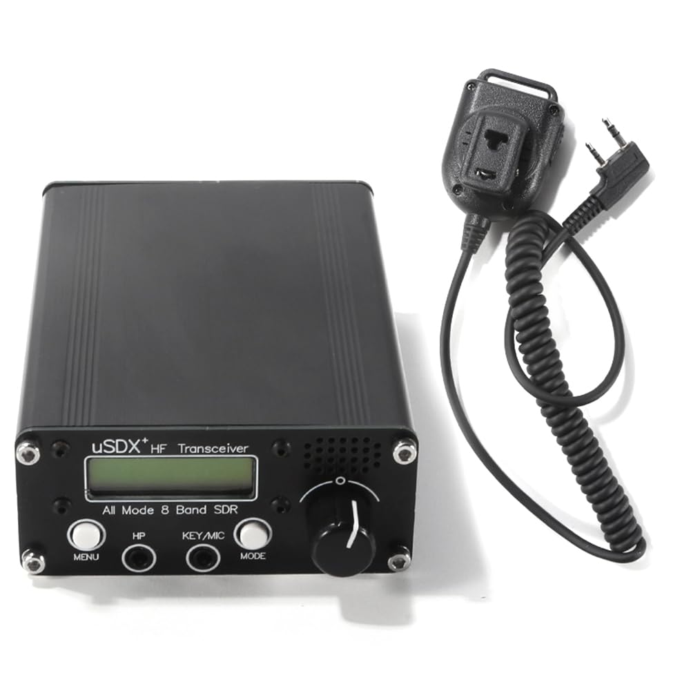 Bamberg USDR USDX+Plus V2 Ricetrasmettitore SDR A 8 Bande HF SSB QRP LCD con Display Altoparlante Microfono Ricetrasmettitore HF con Spina UE Facile da Installare Facile da Usare