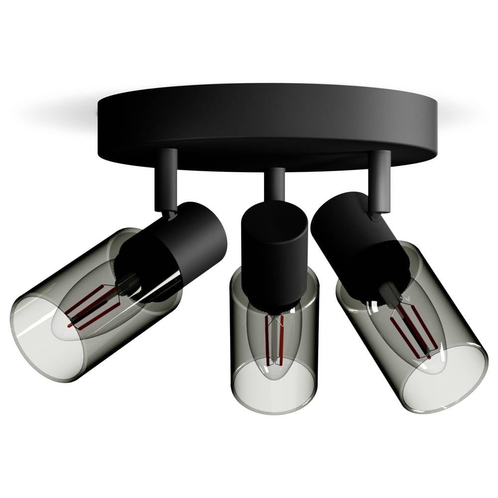 Philips Palms Spot 3 têtes sur platine ronde, E14 non inclus, Noir, IP20