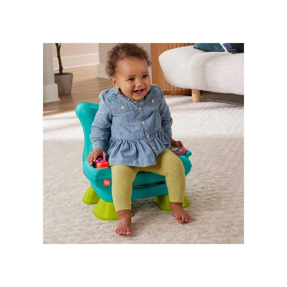 Fisher-Price Juguete Educativo Divertido para niños pequeños, Silla de Aprendizaje Divertida, Color Turquesa, con música y Diferentes Actividades para niños a Partir de 1 año, inglés (Reino Unido),
