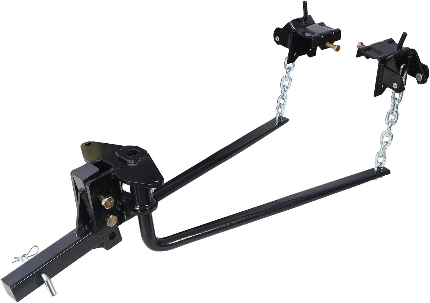 12,000 lb Weight Distribution Hitch with 1,200 lb Tongue Capacity – Height Adjustable Forged Shank, Load-Leveling Trailer Hitch for Smooth, Stable Towing, Black Steel