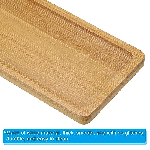 PATIKIL Bamboo Wood Saucer, 10.5x3 Inch Rectangle Wooden Plant Drainage Tray Bonsai Plants Saucer Succulent Pot for Home Balcony Patio - Image 3