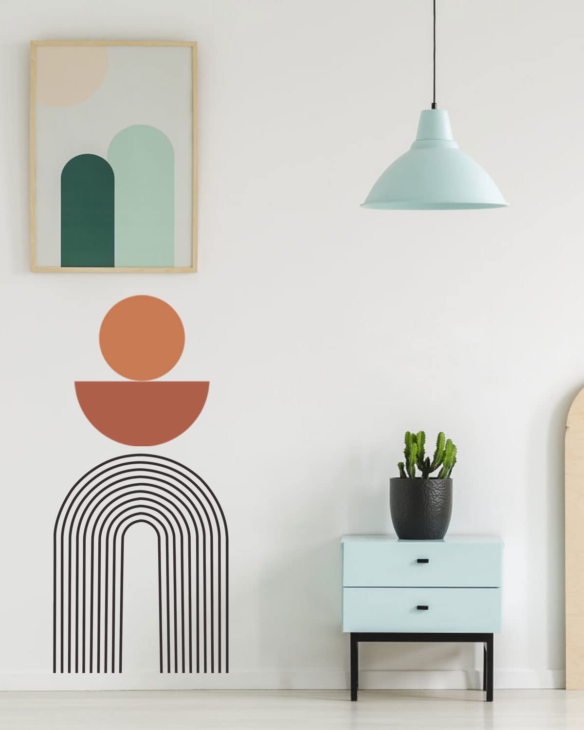 Large Boho Arch Wall Art Murals - Modern Peel and Stick Terracotta Decals for Bedroom, Living Room, Office