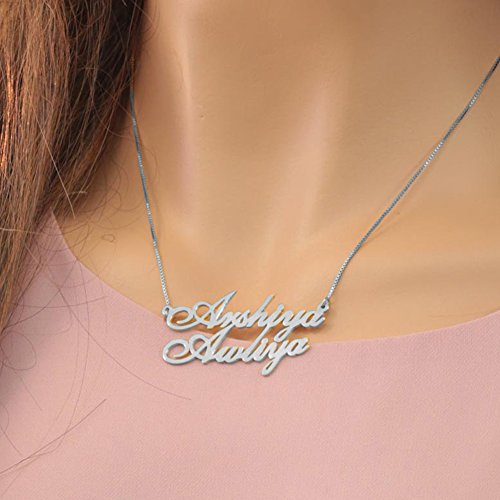 925 Sterling Silver Personalized Stackable Names Necklace Pendant Custom Made with 2 Names2