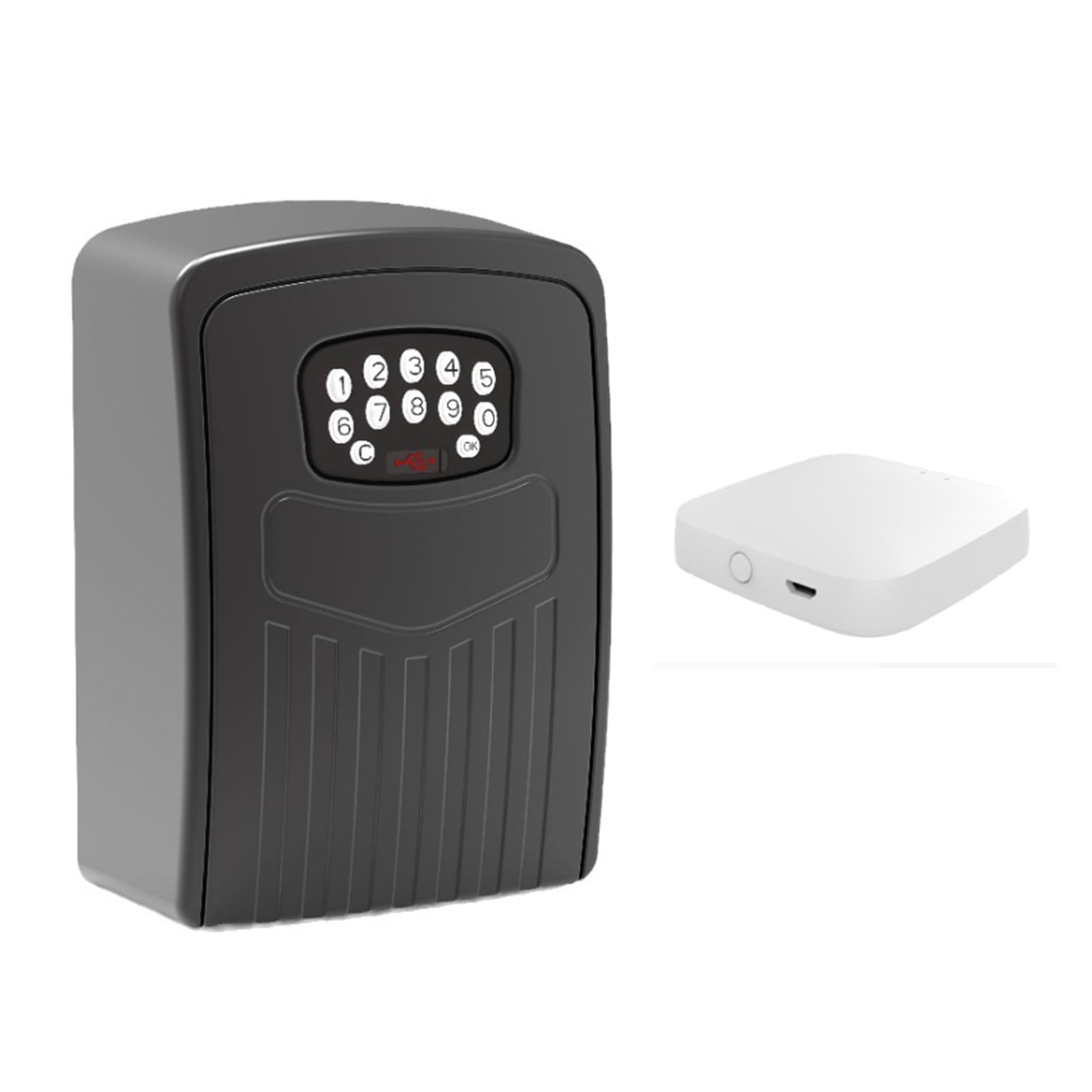 CVFRDD Security Safe Box Tuya Smart Key Lock Box Wall Mounted Aluminum Alloy Safe Weatherproof With Code Storage Indoor Outdoor(Safe box 1 with Hub)