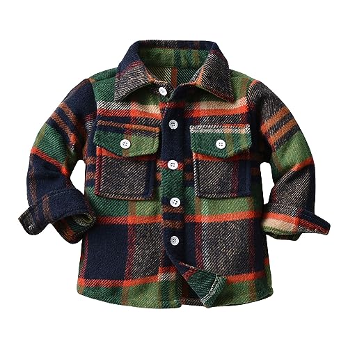 Toddler Baby Girl Boy Flannel Jacket Plaid Shacket Long sleeve Button Down Shirt Tops Children Fall Winter Coat3