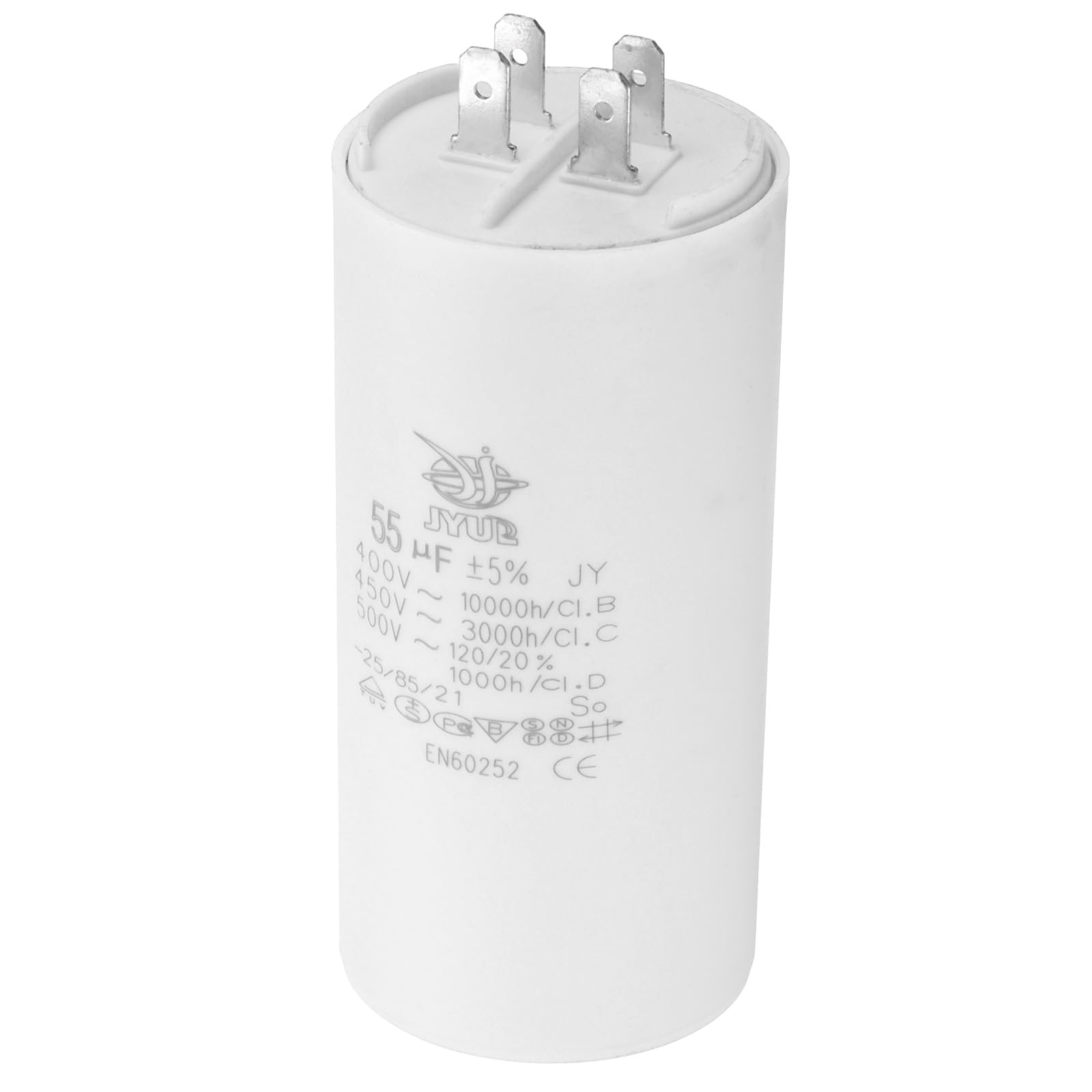 PATIKIL CBB60 55uF Condensateur de Démarrage, AC 450V 4 Broches 50/60Hz Double Insertion Cylindre Fond pour Climatisation, Pompe à Eau, Moteur de Ventilateur Étoile 105 x 50mm