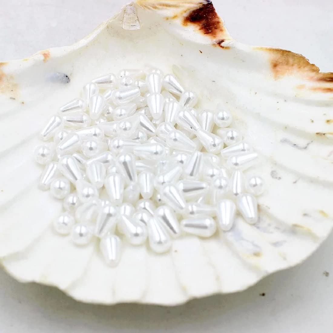 Its About Me White Pearl Drop Beads3 x 6mm 400 Pieces Crystal Clear Glass Rhinestones for Embroidery, Jewelry Making DIY Crafts