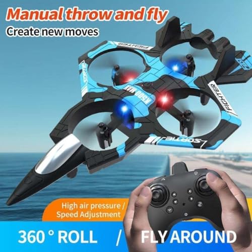 Image of RC Aeroplane for Kids & Adults, 2.4GHz Remote Control Airplane with LED Lights, 360 Flip Stunts, USB Rechargeable Plane with Gyro Stabilization for Beginners