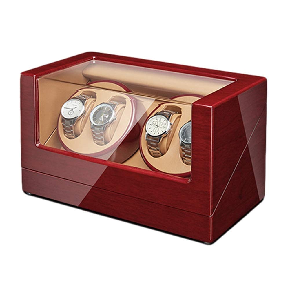 QUSYZD Automatic Watch Winder Walnut Solid Wood Piano Finish Quiet Motor Flexible Watch Pillows for Man Women Watches,