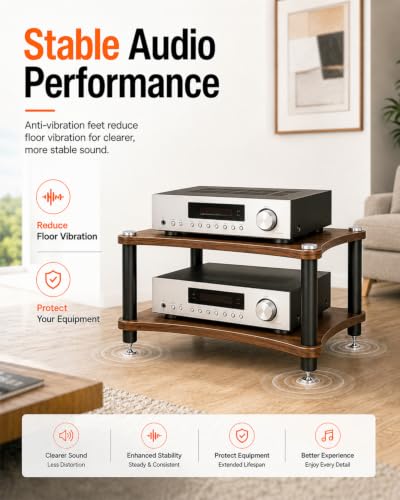 Soporte multimedia AV resistente y estante de componentes de audio con gran espacio para el hogar 5