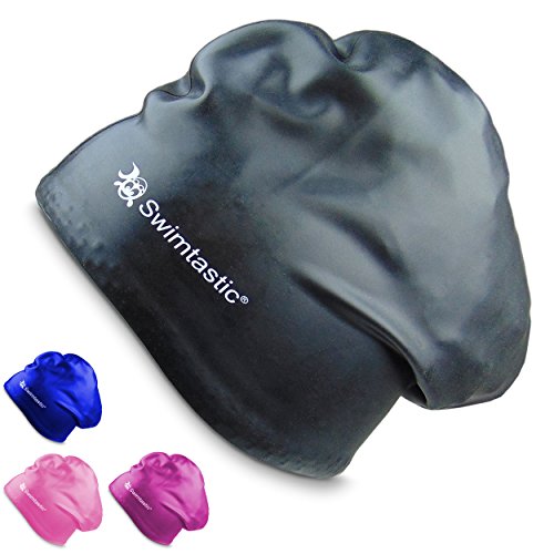 Swimtastic Long Hair Swim Cap - Black