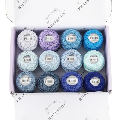 Rhapsody hilo perlé algodón tamaño 8 set azul cósmico miniatura 1