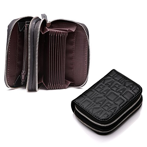 Cuero Titular De La Tarjeta Moneda con Monederos Caso de las mujeres, color rojo y negro, negro (Varios colores) - K858