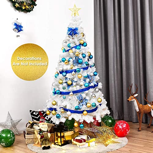 Happygrill-5FT-White-Christmas-Tree-Artificial-Xmas-Tree-with-Solid-Metal-Stand-White-Xmas-Pine-Tree-for-Indoor-Outdoor-Decoration Happygrill 5FT White Christmas Tree Artificial Xmas Tree with Solid Metal Stand White Xmas Pine Tree for Indoor Outdoor Decoration