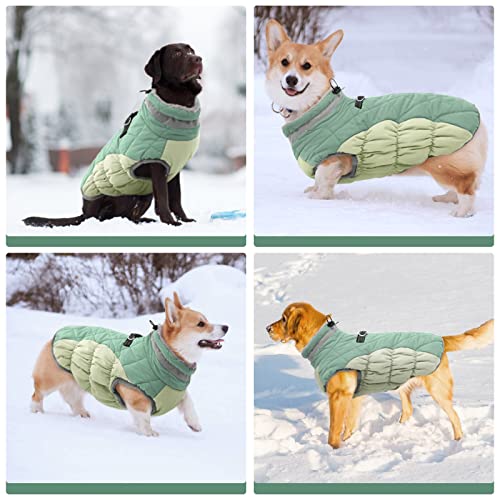Kuoser Winter Hundejacke für mittelgroße Hunde – Wasserdichter & Winddichter Hundemantel mit Fleecefutter, Reißverschluss, D-Ring & Reflektoren – Warme Outdoor Hundebekleidung für Herbst & Winter, L