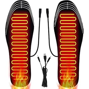 Heated Insoles, USB Heated Shoes Outdoor Sports Feet Warmer for Men and Women Winter Hunting Ski Fishing Hiking Electric Heated Foot Warmer Insole Black Size 8-11/41-45