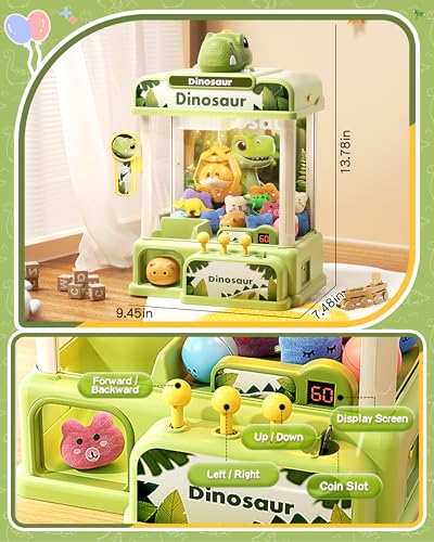 Image of STACTCUTE 78PCS Large Dinosaur Claw Machine for Kids,No Assembly Required | Electronic Arcade Game with Music & Lights, Vending Machine Toy Prize Dispenser - Birthday Gift for Boys & Girls Age 3+