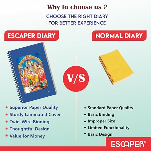 Image of ESCAPER Shiv Ji Diary Student Notebooks, A5 Size, 160 Ruled Notebook Designer Office Diary For Executive, Gift, Note Taking, Notepad For Writing (1, Jumbo)