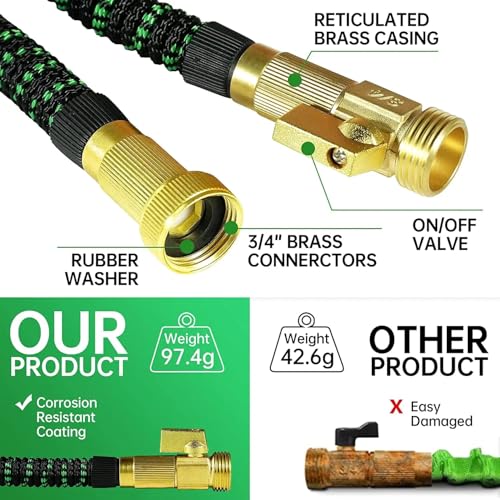 100-ft-Expandable-Garden-Hose-Kink-Free-Flexible-Water-Hose-100ft-with-10-Pattern-Spray-Nozzle-34-Solid-Brass-Connectors-Retractable-Latex-Core-Lightweight-Expanding-Hose