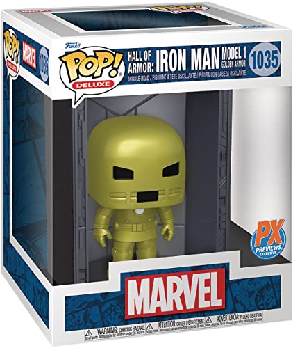 Funko Pop! Deluxe: Marvel Hall of Armor: Iron Man Model 1 Golden Armor (Mettalic) (PX Previews Exclusive) #1035 Bobble-Head Vinyl Figure