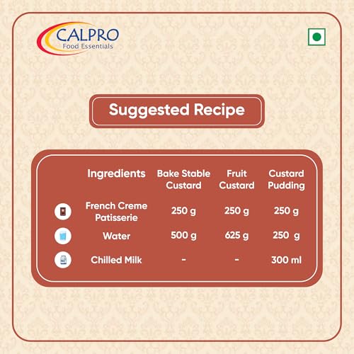 Image of Calpro French Creme Patissiere,350G-Eggless Primum Custard In Second & Bake Stable ! Melt-In-Mouth -100% Vegetarian: Mix Powder 250G