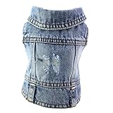 Pet Clothes Dog Jeans Jacket Cool Puppy Denim Dog Shirts for Small Medium Dogs Cats Lapel Vests Vintage Washed Dog Clothes Scratch Design Dog Coat