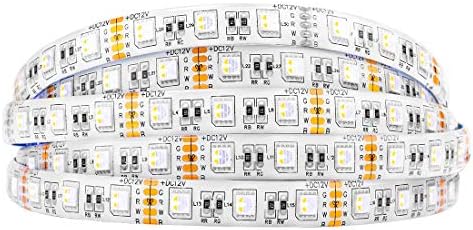 BTF-LIGHTING 5050 RGBW RGB+Warm White (2700K-3000K) 4 Colors in 1 LED 5m 16.4ft 60LEDs/m Multi-Colored LED Tape Lights IP30 Non-Waterproof White PCB DC12V for Bedroom Kitchen Home Decoration